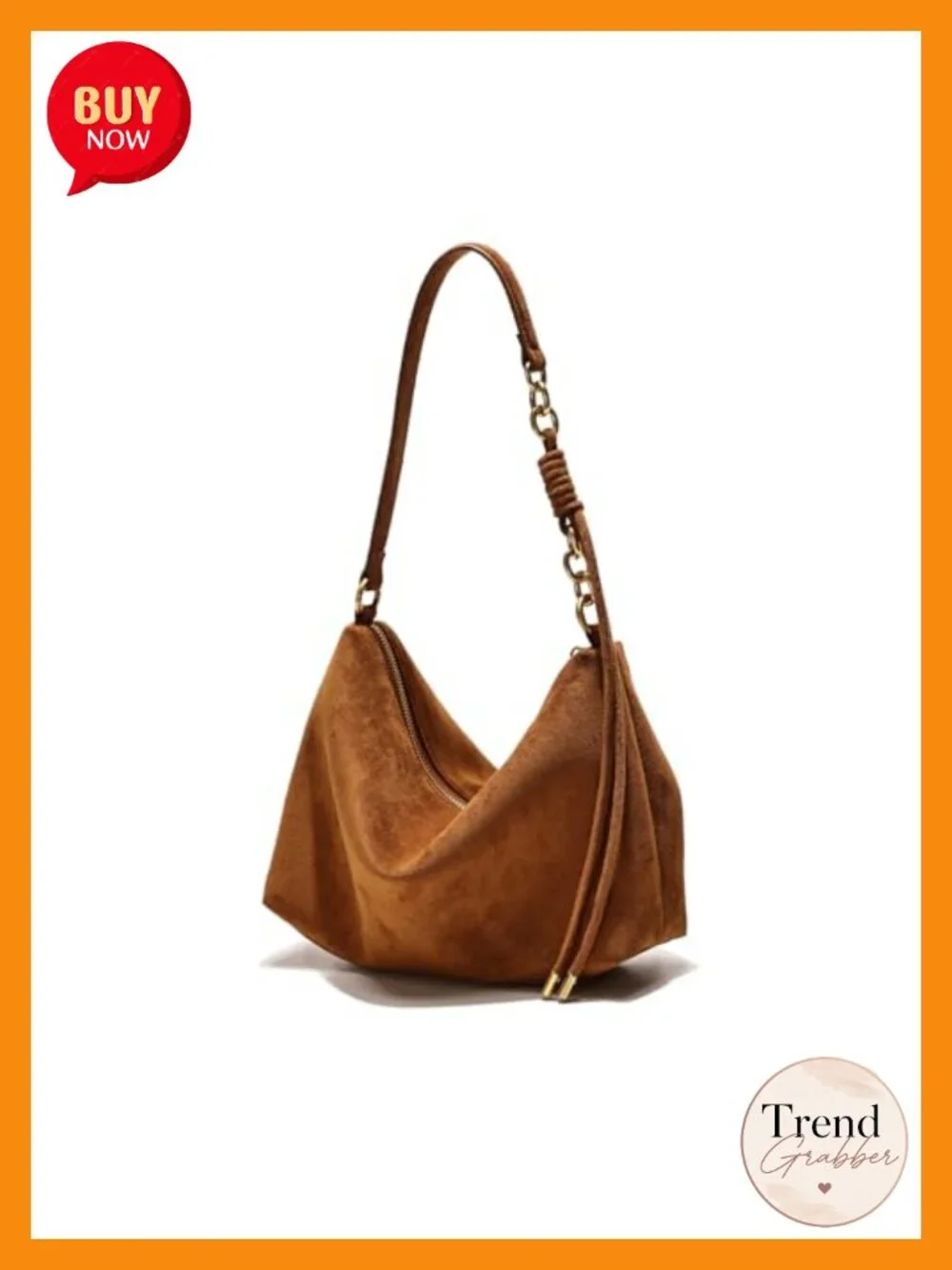 Faux Suede Hobo Crossbody Bag with Adjustable Strap